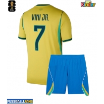 Brasilien Vinicius Junior #7 Heimtrikotsatz Kinder WM 2026 Kurzarm (+ Kurze Hosen)